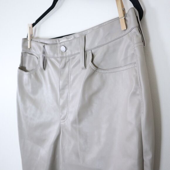 Madewell Size 32 The Perfect Vintage Faux Leather Straight Leg Pants Linen Cream - Picture 6 of 10